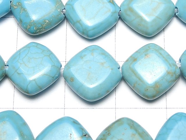 Magnesite Turquoise Diamond 12x12mm 1strand beads (aprx.15inch / 36cm)