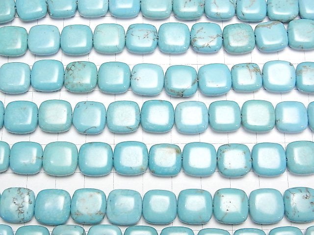 [Video] Magnesite Turquoise Square 12x12mm 1strand beads (aprx.15inch / 36cm)