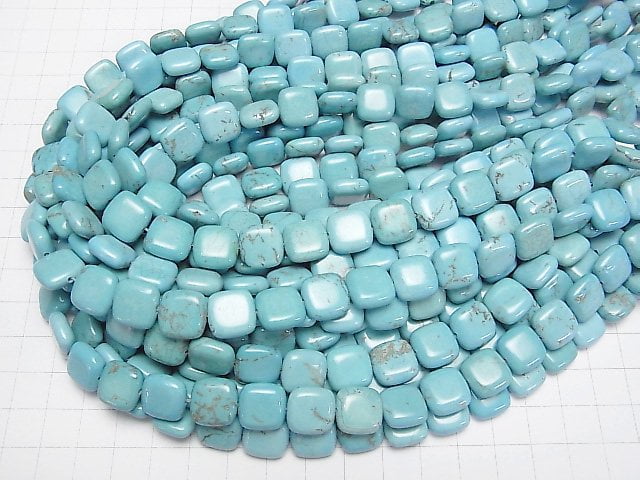 [Video] Magnesite Turquoise Square 12x12mm 1strand beads (aprx.15inch / 36cm)