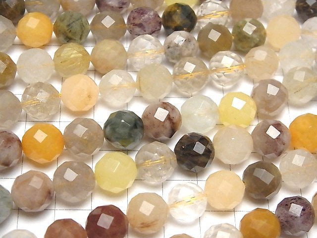 [Video] Multicolor Rutilated Quartz AA 64Faceted Round 12mm half or 1strand beads (aprx.15inch / 36cm)