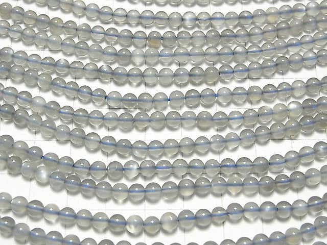 [Video] Gray Moonstone AAA- Round 4mm 1strand beads (aprx.15inch / 38cm)