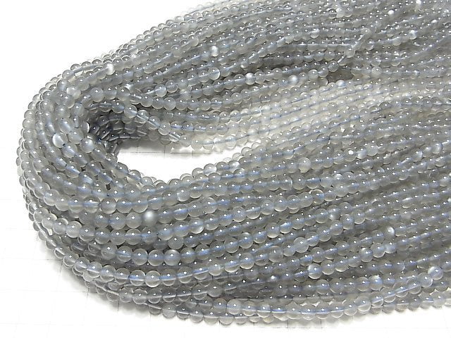 [Video] Gray Moonstone AAA- Round 4mm 1strand beads (aprx.15inch / 38cm)