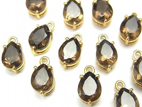 Bezel Setting, Pear Shape, Smoky Quartz Gemstone Beads