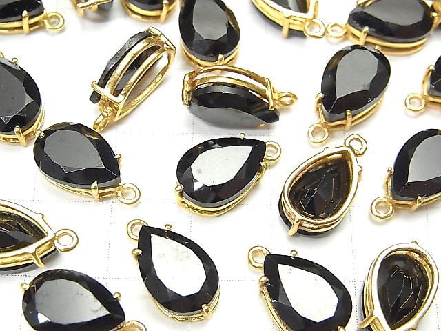 [Video] High Quality Black Spinel AAA Bezel Setting Pear shape Faceted 13x8mm 18KGP 2pcs