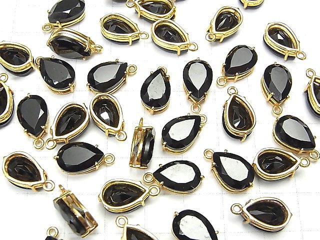 [Video] High Quality Black Spinel AAA Bezel Setting Pear shape Faceted 13x8mm 18KGP 2pcs