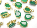 [Video] High Quality Green Onyx AAA Bezel Setting Pear shape Faceted 9x6mm 18KGP 2pcs