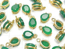 [Video] High Quality Green Onyx AAA Bezel Setting Pear shape Faceted 9x6mm 18KGP 2pcs