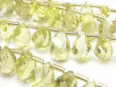 [Video]High Quality Lemon Quartz AAA Drop 4Faceted Twist Faceted Briolette half or 1strand beads (aprx.7inch/18cm)