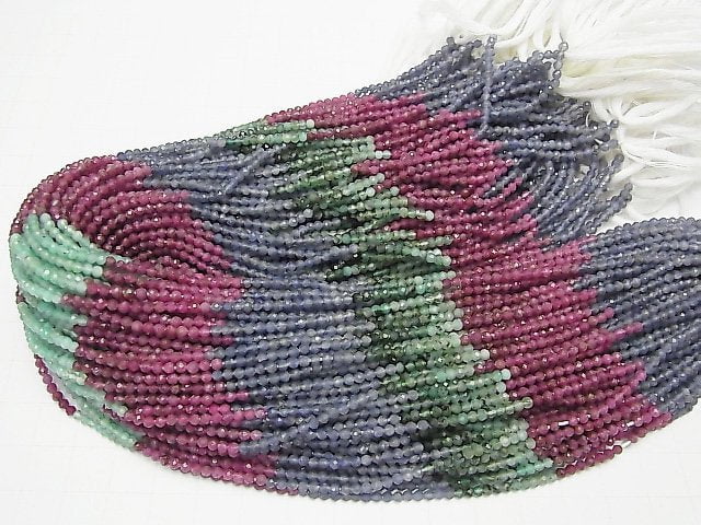 High Quality! Sapphire & Ruby & Emerald AA++ Faceted Round 2.5mm half or 1strand beads (aprx.12inch / 30cm)