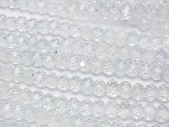 [Video]High Quality! Natural White Topaz AAA Faceted Button Rondelle 5x5x3mm 1strand beads (aprx.15inch/37cm)