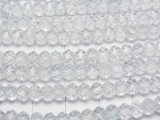 [Video]High Quality! Natural White Topaz AAA Faceted Button Rondelle 5x5x3mm 1strand beads (aprx.15inch/37cm)