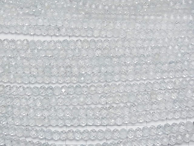 [Video]High Quality! Natural White Topaz AAA Faceted Button Roundel 5x5x3mm 1strand beads (aprx.15inch/37cm)