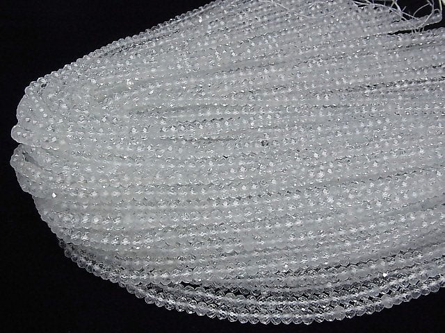 [Video]High Quality! Natural White Topaz AAA Faceted Button Roundel 5x5x3mm 1strand beads (aprx.15inch/37cm)