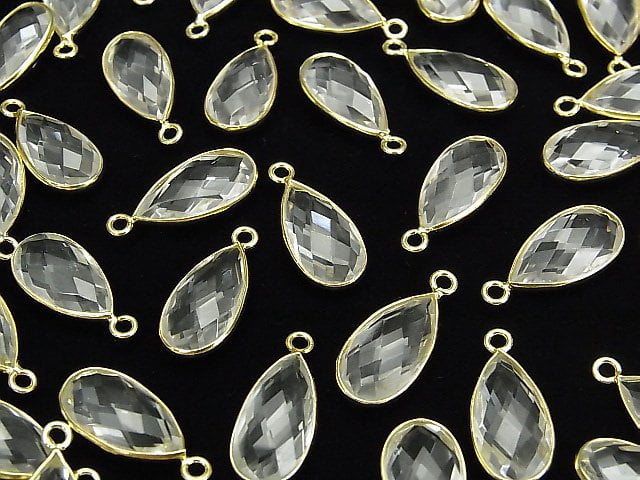 [Video]High Quality Crystal AAA Bezel Setting Faceted Pear Shape 17x9mm 18KGP 2pcs