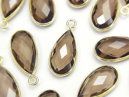 Bezel Setting, Pear Shape, Smoky Quartz Gemstone Beads