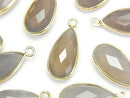 [Video]High Quality Gray Onyx AAA Bezel Setting Faceted Pear Shape 17x9mm 18KGP 2pcs