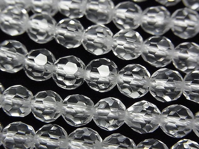 Crystal Quartz, Faceted Round Gemstone Beads