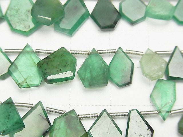 [Video] High Quality Emerald AAA- Rough Slice Faceted half or 1strand beads (aprx.7inch / 18cm)