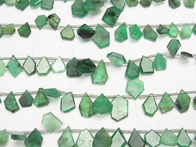 [Video] High Quality Emerald AAA- Rough Slice Faceted half or 1strand beads (aprx.7inch / 18cm)