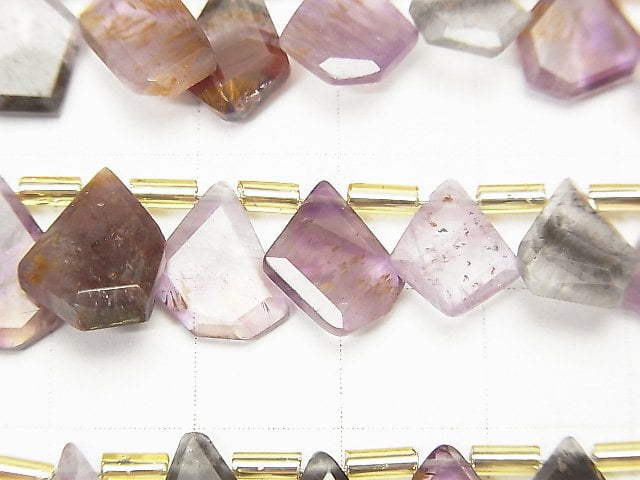 [Video] Elestial Quartz AAA- Rough Slice Faceted half or 1strand beads (aprx.7inch / 18cm)