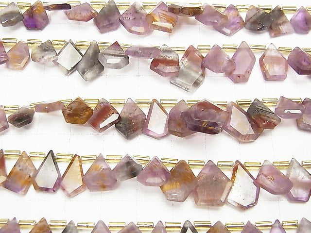 [Video] Elestial Quartz AAA- Rough Slice Faceted half or 1strand beads (aprx.7inch / 18cm)