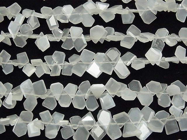 [Video] High Quality White Moonstone AAA Rough Slice Faceted 1strand beads (aprx.7inch / 18cm)