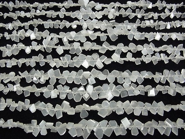 [Video] High Quality White Moonstone AAA Rough Slice Faceted 1strand beads (aprx.7inch / 18cm)