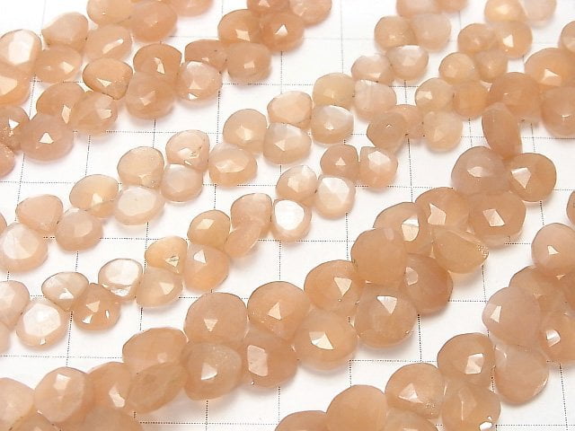 [Video] High Quality Orange Moonstone AAA- Chestnut Faceted Briolette half or 1strand beads (aprx.7inch / 18cm)