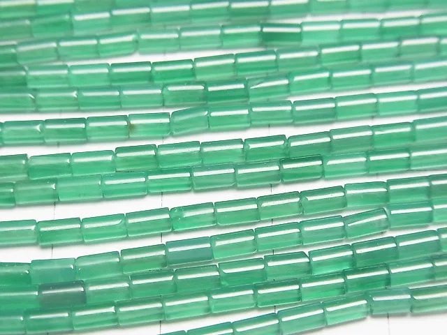 [Video] Green Onyx AA++ Tube 4x2x2mm 1strand beads (aprx.15inch / 36cm)