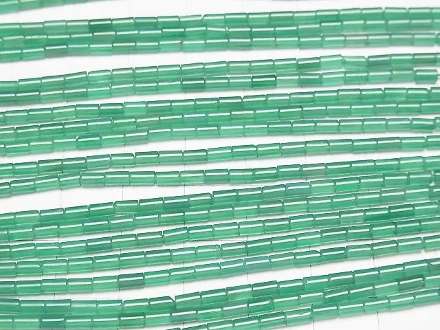 [Video] Green Onyx AA++ Tube 4x2x2mm 1strand beads (aprx.15inch / 36cm)