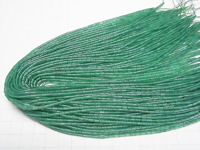 [Video] Green Onyx AA++ Tube 4x2x2mm 1strand beads (aprx.15inch / 36cm)