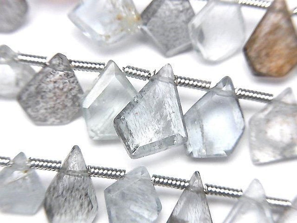 [Video]High Quality Moss Aquamarine AAA- Rough Slice Faceted 1strand beads (aprx.7inch/18cm)