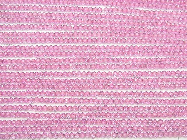 [Video] High Quality! Pink Topaz AAA Faceted Button Roundel 3x3x2mm 1strand beads (aprx.13inch / 30cm)