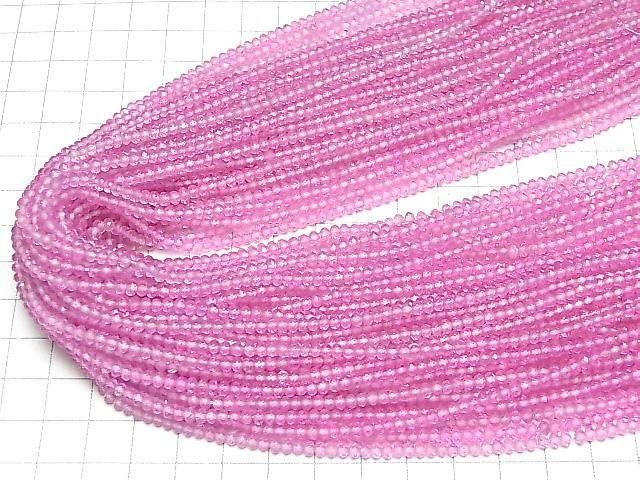 [Video]High Quality! Pink Topaz AAA Faceted Button Rondelle 3x3x2mm 1strand beads (aprx.14inch/35cm)