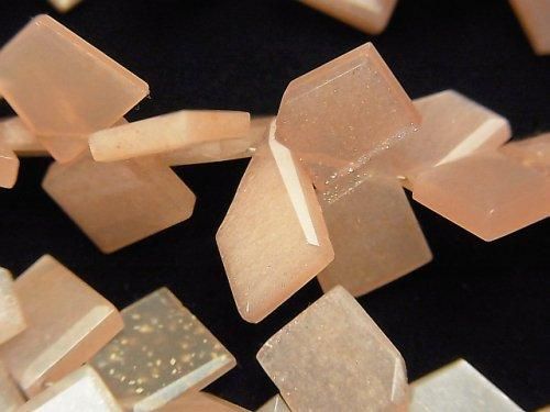 [Video] Peach Moonstone AA++ Rough Slice Faceted 1-strand beads (approx. 7 inches/17 cm)