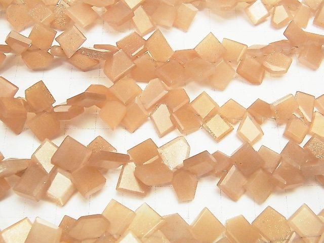 [Video] Peach Moonstone AA++ Rough Slice Faceted 1-strand beads (approx. 7 inches/17 cm)