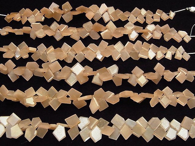 [Video] Peach Moonstone AA++ Rough Slice Faceted 1strand beads (aprx.7inch / 17cm)