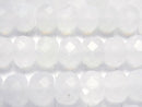 [Video] High Quality! White Chalcedony Faceted Button Rondelle 10x10x7mm half or 1strand beads (aprx.15inch / 36cm)