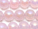 [Video] Flash, pink color Chalcedony Round 12mm 1strand beads (aprx.15inch / 36cm)