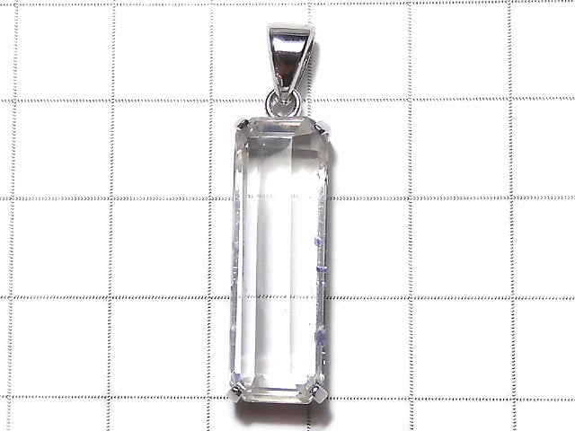 [Video] [One of a kind] Fluorite in Quartz Faceted Tube Pendant Silver925 NO.14