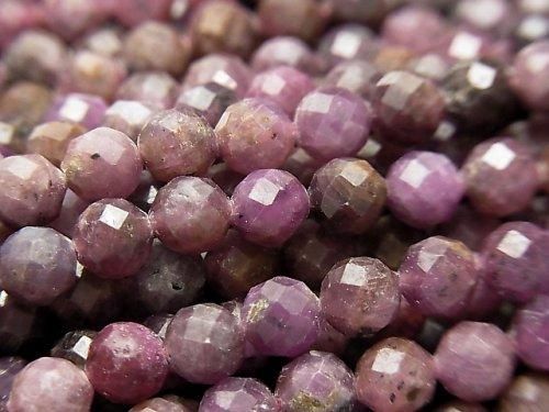 [Video]High Quality! Ruby AA Faceted Round 5mm half or 1strand beads (aprx.15inch/36cm)