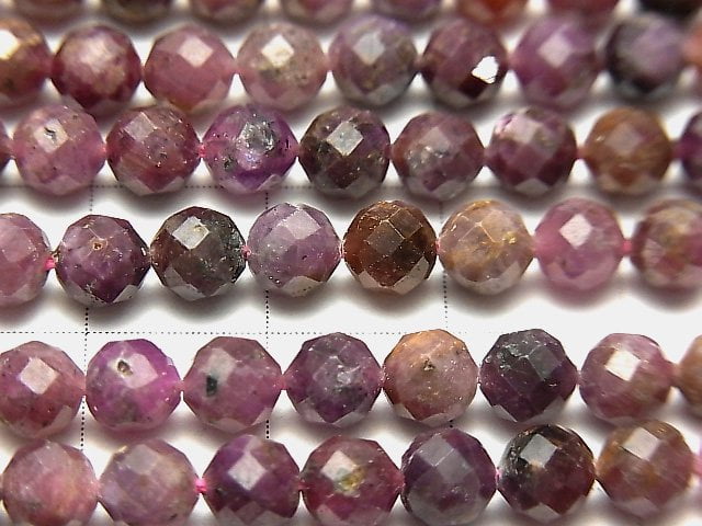 [Video] High Quality! Ruby AA Faceted Round 5mm half or 1strand beads (aprx.15inch / 36cm)