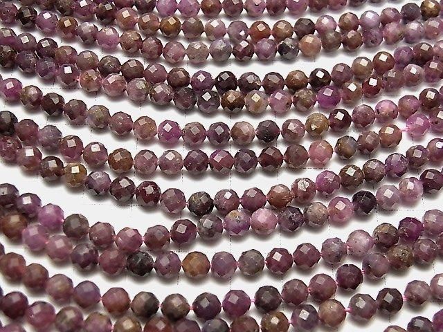 [Video]High Quality! Ruby AA Faceted Round 5mm half or 1strand beads (aprx.15inch/36cm)