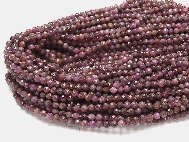 [Video]High Quality! Ruby AA Faceted Round 5mm half or 1strand beads (aprx.15inch/36cm)
