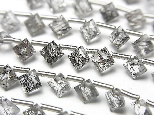Hochwertiger Turmalinquarz AAA Diamant Prinzessschnitt 5x5mm 1 Strang (13 Stück)