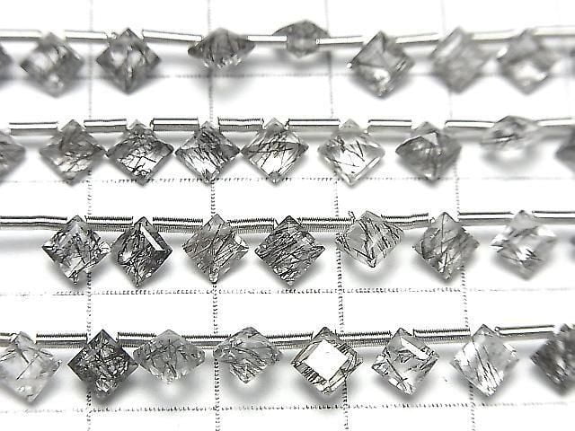 Hochwertiger Turmalinquarz AAA Diamant Prinzessschnitt 5x5mm 1 Strang (13 Stück)