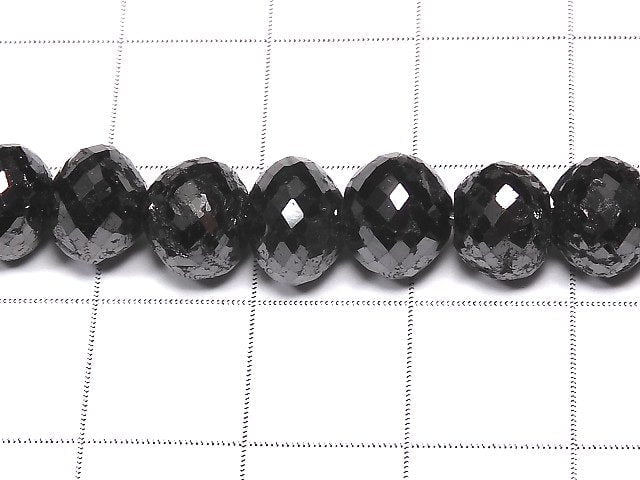 [Video] [One of a kind] [1mm hole] Black Diamond Faceted Button Roundel 1strand beads (aprx.18inch / 44cm) NO.2