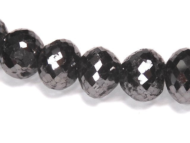 [Video] [One of a kind] [1mm hole] Black Diamond Faceted Button Roundel 1strand beads (aprx.18inch / 44cm) NO.2