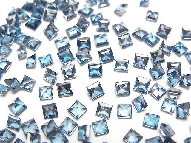 [Video] High Quality London Blue Topaz AAA Loose Stone Square Faceted 3x3mm 5pcs
