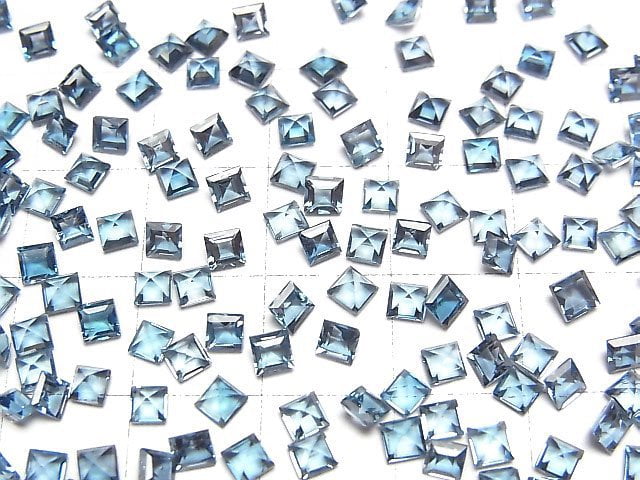 [Video] High Quality London Blue Topaz AAA Undrilled Square Faceted 3x3mm 5pcs